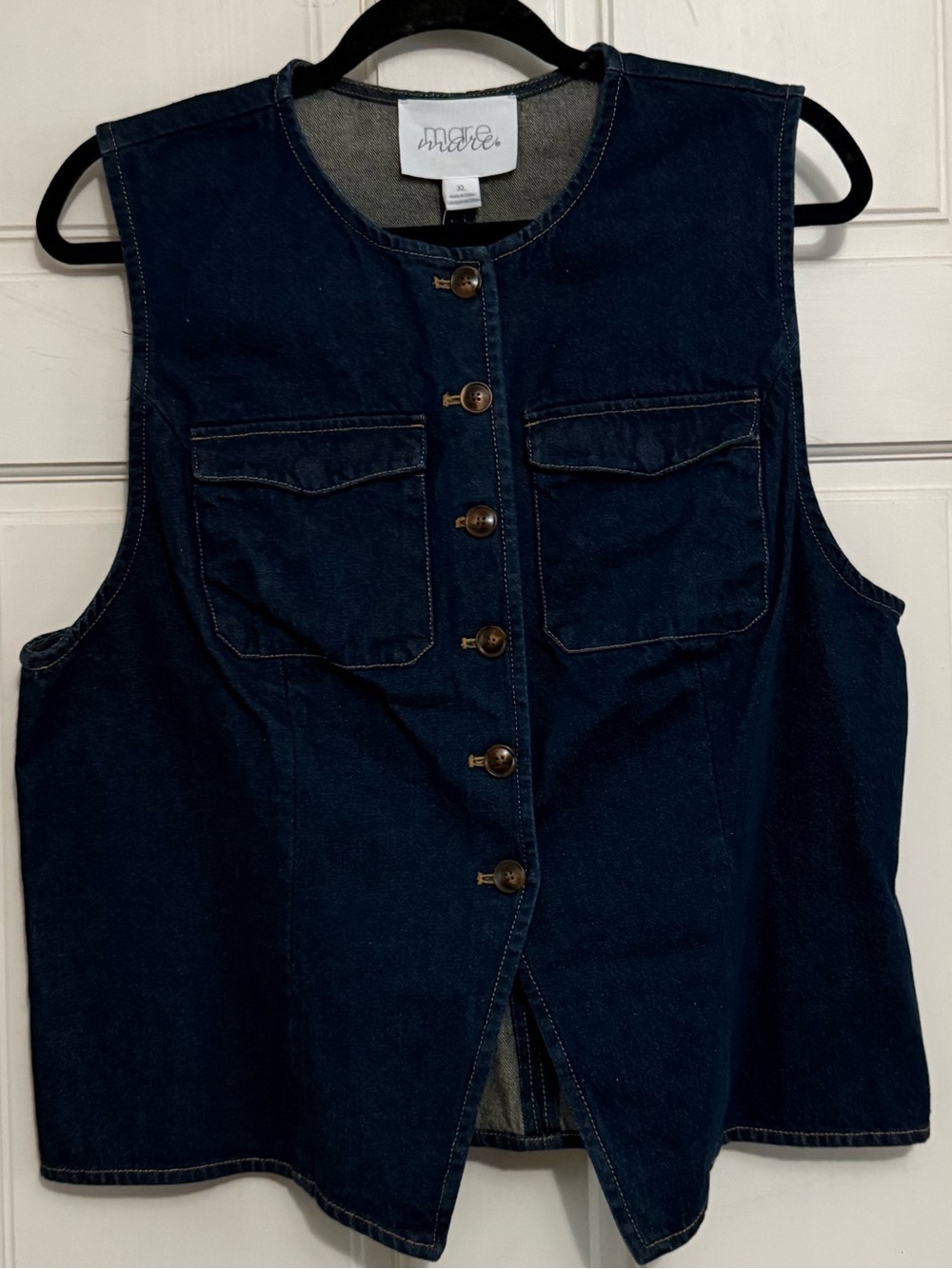 Mare Mare Dark Denim Button-Front Vest from Anthropologie